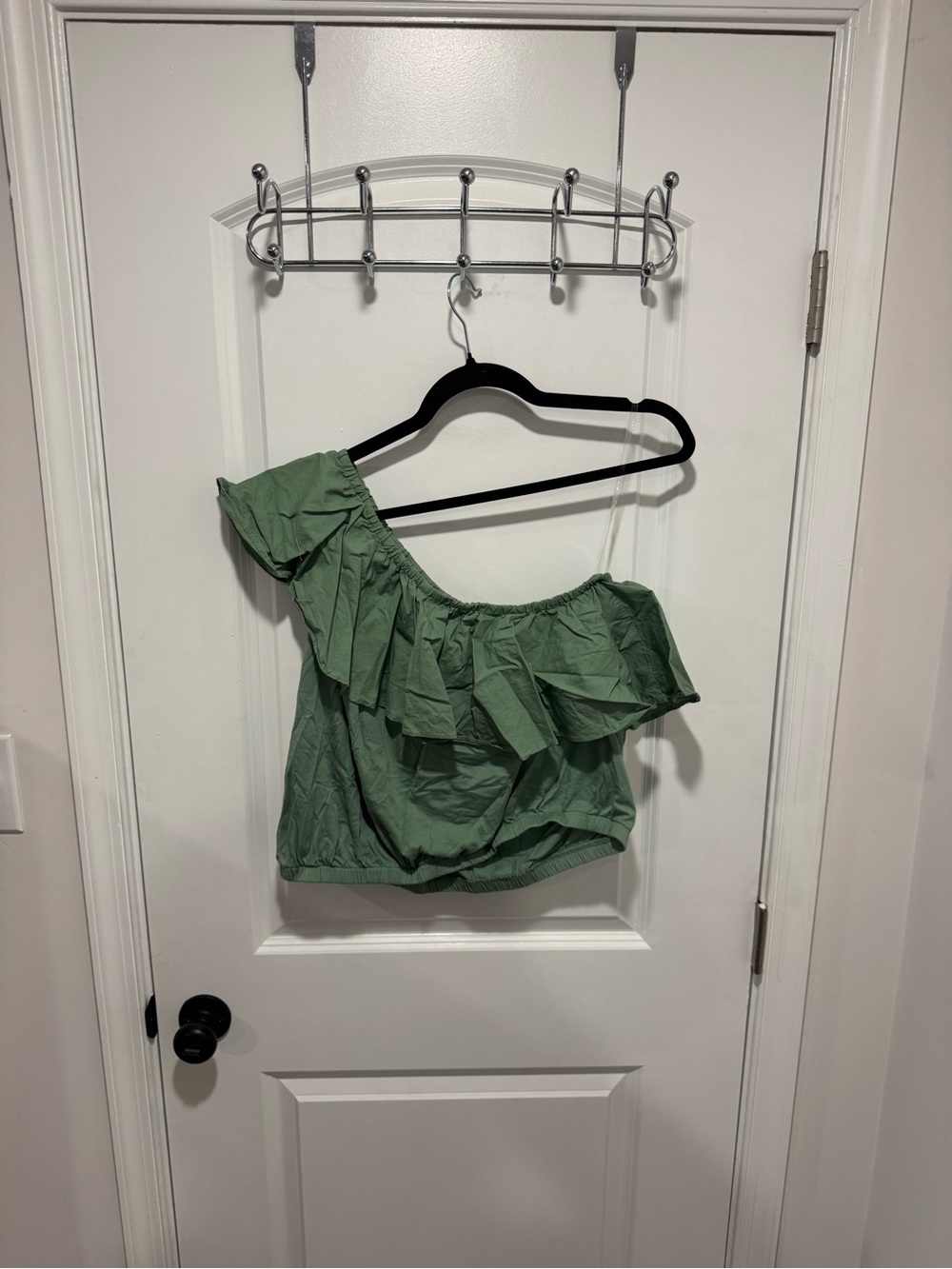 a new day One-Shoulder Ruffle Crop Top in Light Green